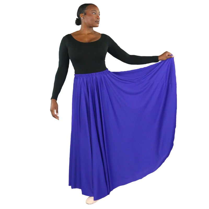 Danzcue Womens Long Full Circle Dance Skirt, Deep Purple, S-M - Image 4